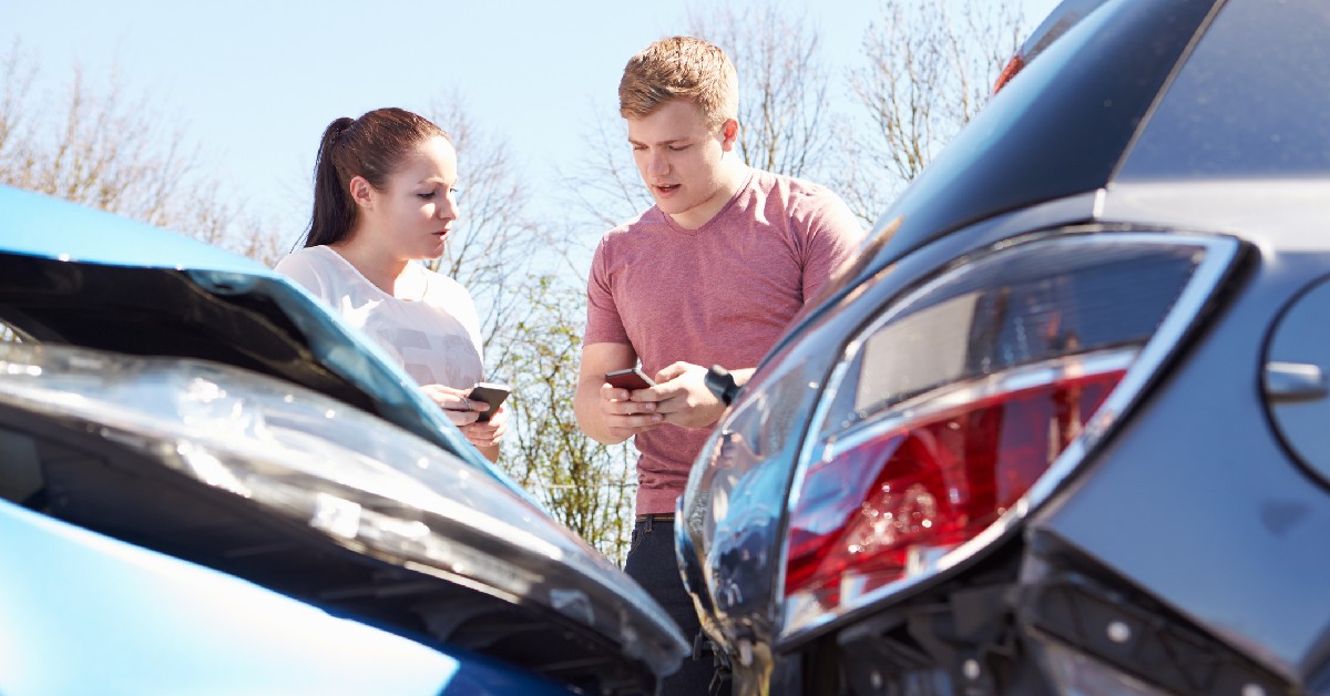Person filing an insurance claim after a car accident