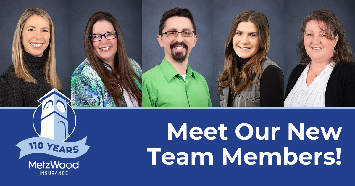 "Meet our newest team members" with headshots of 5 new MetzWood staffof 